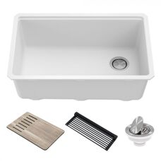 Кухонна мийка з аксесуарами KRAUS Bellucci™ KGUW1-30WH Біла матова    (87284)