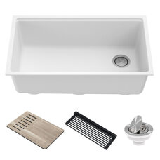 Кухонна мийка з аксесуарами KRAUS Bellucci™ KGUW1-33WH Біла матова   (87285)