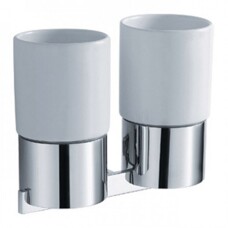 Склянка для зубних щіток подвійний KRAUS AURA KEA-14416CH хром / білий  (75012)